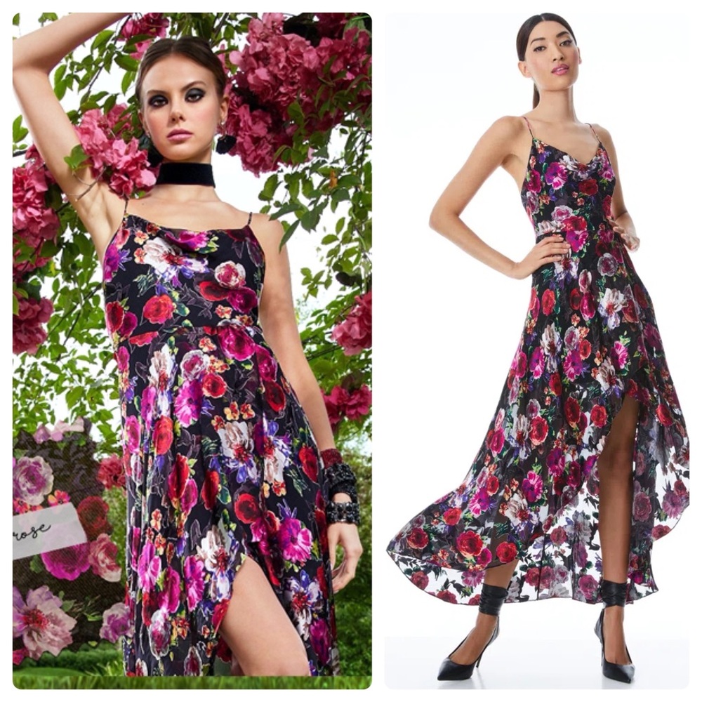ALICE + OLIVIA Christina Floral High Low Dress